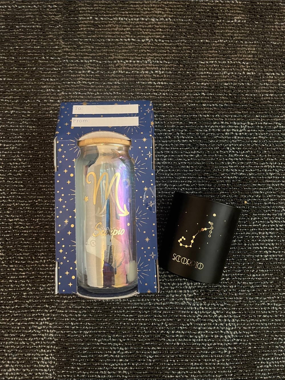 Scorpio Zodiac Tumbler & Candle Set - Iridescent and Black